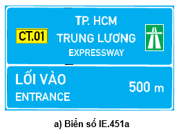 lE.451a "Lối vào và khoảng cách đến lối vào đường cao tốc"