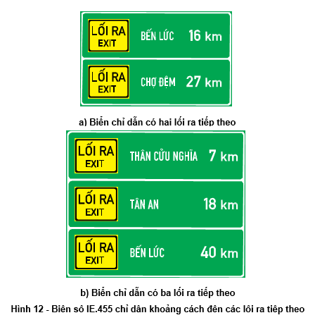 Biển số lE.455 "Khoảng cách đến các lối ra tiếp theo"