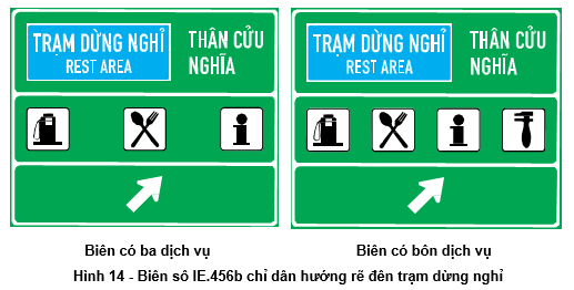 Biển số IE.456b "Trạm dừng nghỉ và khoảng cách đến trạm dừng nghỉ"